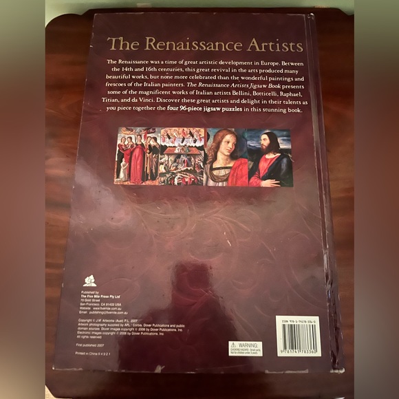 The Renaissance Artists Picture Book Jigsaw Puzzle Coffee Table Book - Picture 2 of 6
